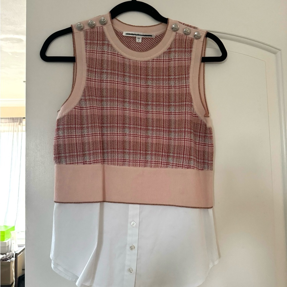 Veronica Beard Sleeveless Top with White Hem